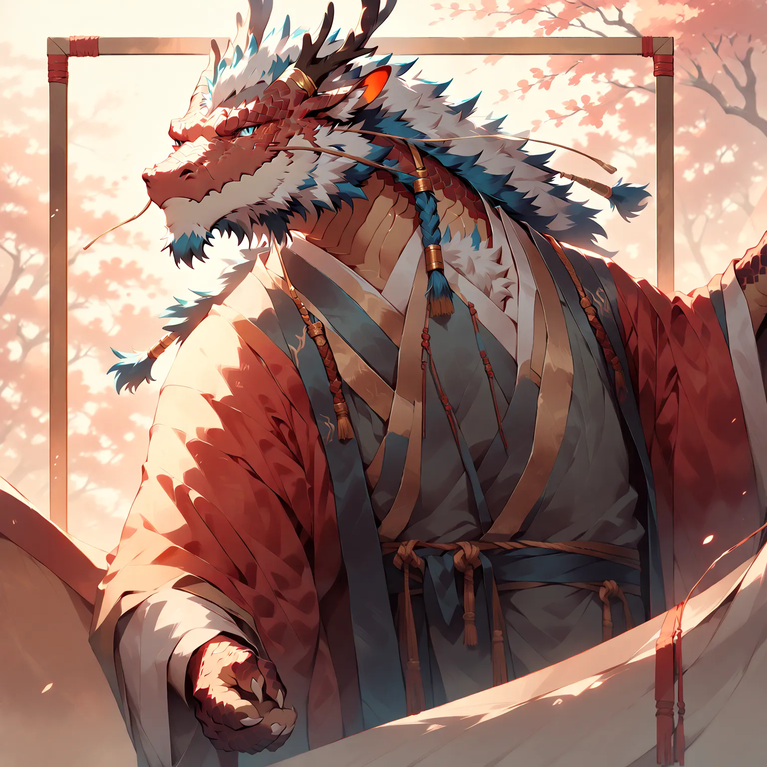 # main character: (eastern dragon furry:1.8), muscular mature male, masterpiece, (full body portrait:1.4)

pose and framing: (up...