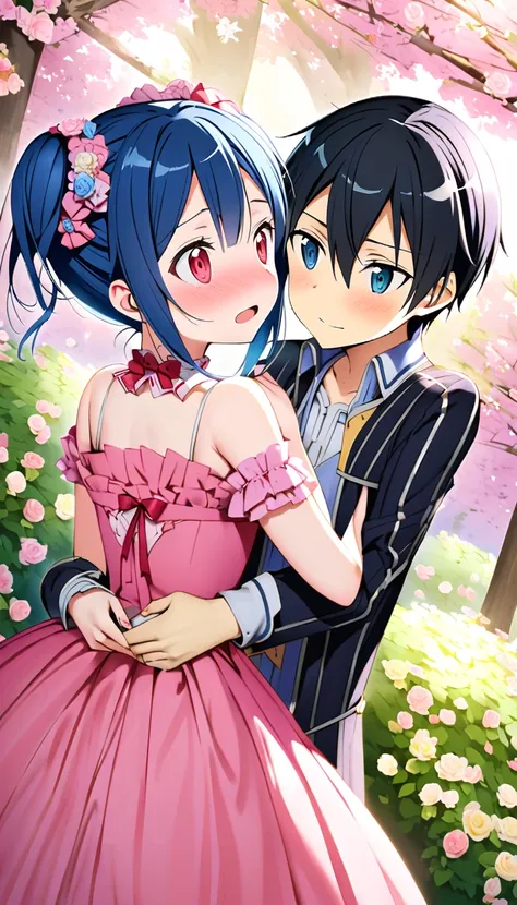 Silica Sword Art Online being loaded, Kirito, blush, Little princess, romantic scene. 