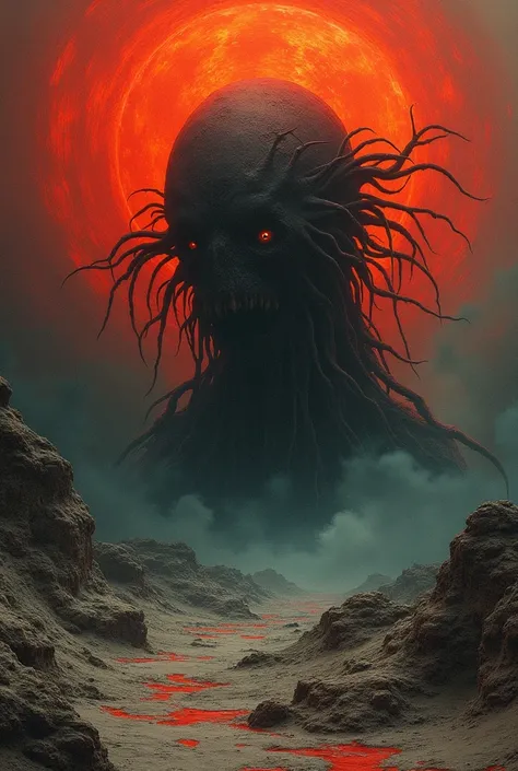 Author of the Cthulhu Mythos：zislaw Beksinski e Van Gogh, album covers, romantic, Surrealism, futurist, coral, seco, abstracted, tenebrosa, rot, hellcore, dark landscape, post apocalyptic, 