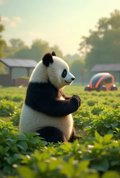 Please make a representative image of Panda at Smart Farm