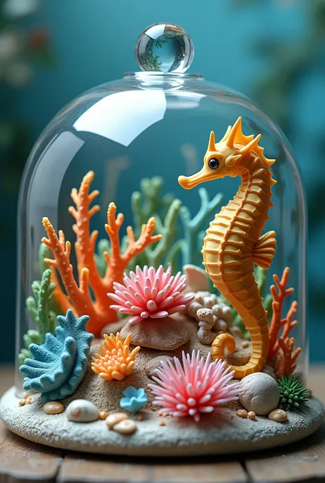 Beautiful clay Sea life in a container 