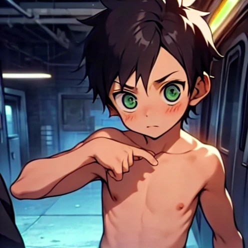 ten year old boy, Shota, Naked, Slim Sexy , black hair,  Simple Gesture , Dick,  Displays Penis and Body, A row of people,  high detail,  Downward Looking Lens , blush, 