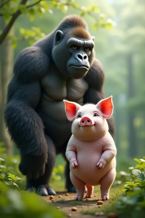 Create pig standing with gorilla image