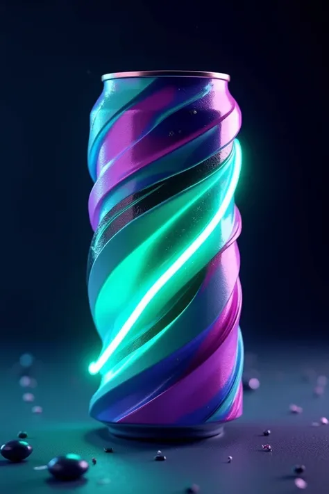 Energy drink can with colored curves