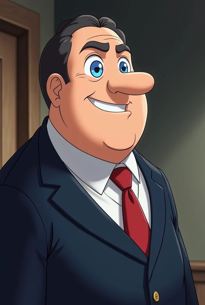 generate an image of a fat man big nose blue eyes jewish jerking off watching anime