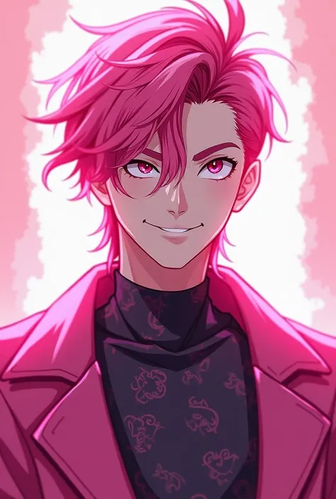 man with a . pink style anime 