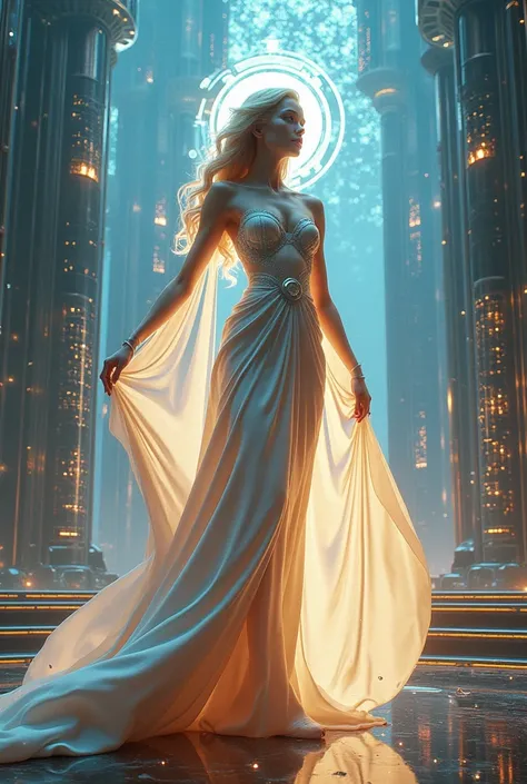 The goddess, virgo, highly technologically advanced. High Resolution, Masterpiece, Award Winning, Best Quality, High Details, High Quality, UHD, Optical Illusion, Impressionism, Art Deco, Cinematic, Cinematography, Futurism, Hyperrealism, Photorealistic, U...