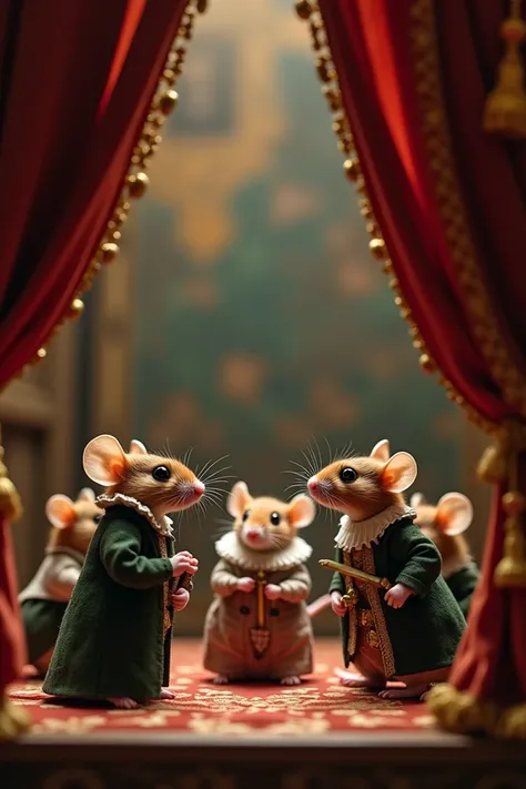 Mice playing Hamlet in a play 