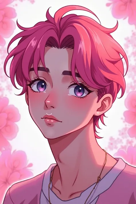 man with a pink style anime 