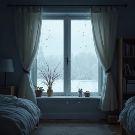 A of cold wind blows window open into the room.