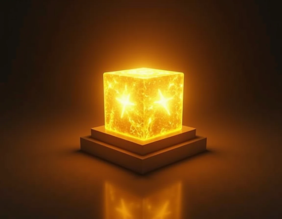 High definition 4k image of the small square box, powerful and mysterious looking, with the power of golden light coming out of the box.