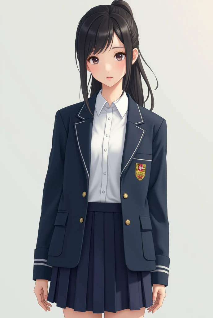 A Korean girl wears a school uniform