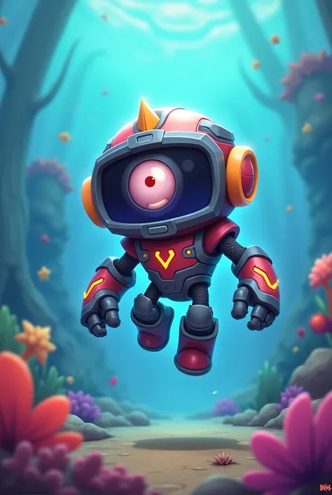 New brawler with underwater suit BRAWL STARS One-eyed robot Bright colors brawl stars style