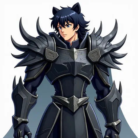  Full size image ,  face profile,  From head to toe ,  in profile and in front of , Young boy, 19 years old, male anime character , strong, muscular and attractive,  wearing armor inspired by the style of the knights of the zodiac  (Saint Seiya), armor bas...