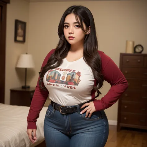 dark vintage film style, super cute chubby very curvy hips mexican nerdy emo teen, short brown hair, beautiful detailed brown ey...