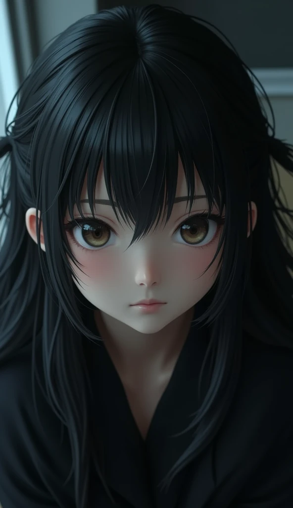 a detailed portrait of a young anime girl with intense focused expression, beautiful detailed eyes, beautiful detailed lips, extremely detailed eyes and face, long eyelashes, intricate hairstyle, medium shot, dynamic pose, dramatic lighting, dark moody atm...