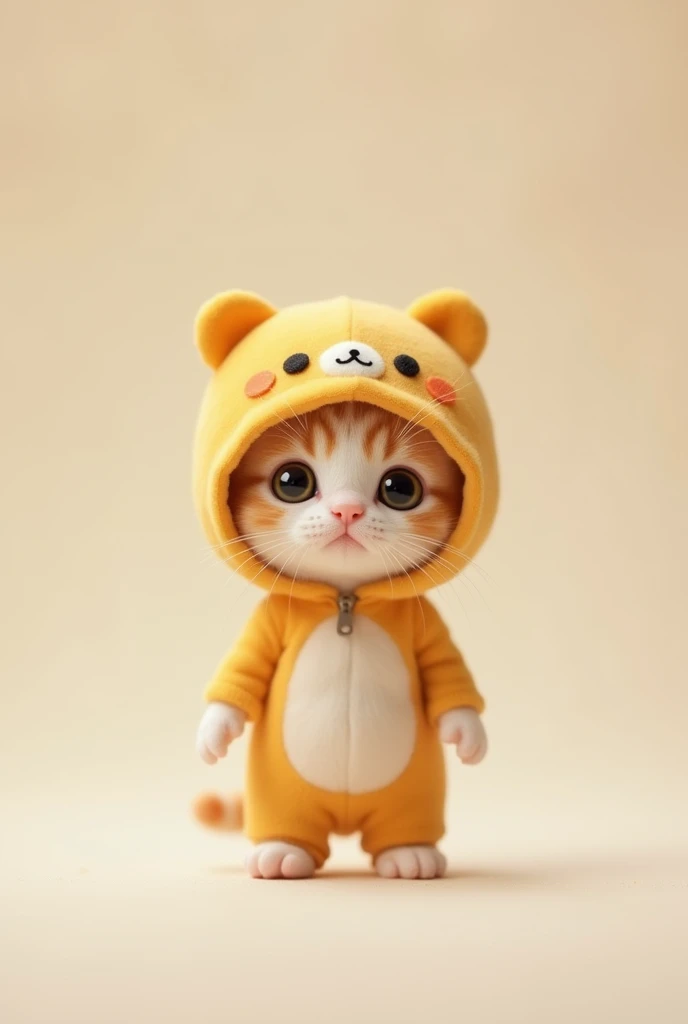  high definition , masterpiece, A small and cute kitten wears a Pompompurin costume、２Picture of a cute little kitten standing on its legs 