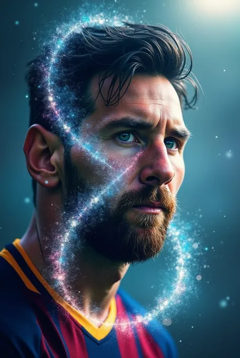 (photorealism:1.2), "Messi Infinity" could symbolize the idea of Lionel Messis legacy being limitless and eternal, transcending time and space. It reflects his unmatched skill, enduring influence on football, and the infinite inspiration he provides to fan...