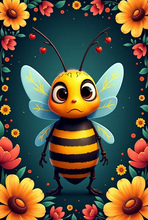 ANIMATED BEE WITH MEXICAN DAY OF THE DEAD DECORATION WITH A SERIOUS FACE
2D
