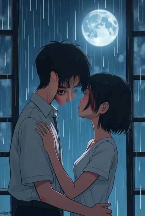 Make love in the rain, change clothes, wet shirts, show the naive shame and tension caused by the pleasure of getting wet whole, a neat window row. (clean,  , , simple ) Japanese   girl Age is teenager Small face (white and   skin) รอบEyes ( light pink eye...