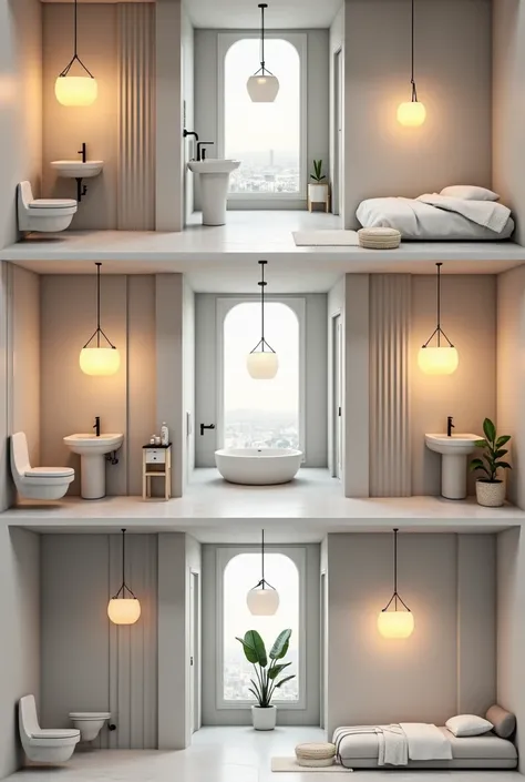 Gym Bar Bathroom1 Bathroom2 Bathroom3 Half Bathroom Bedroom1 Bedroom2 Bedroom3 Hallway Hallway Rest GENERATE RENDER IN ALL THESE ENVIRONMENTS BY PLACING HANGING LIGHTS 