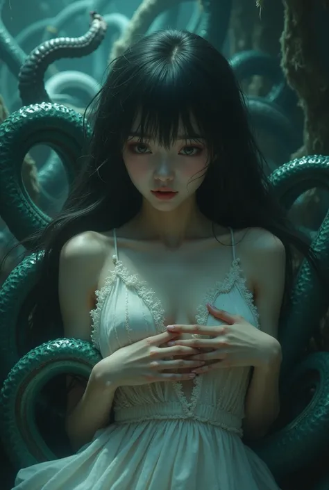 (photorealism:1.2) babaeng kinakantut ng mga tentacles ANIME 