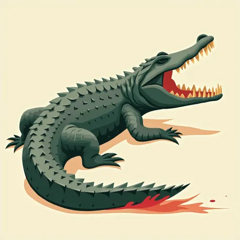 Alligator ，illustration，Simple artwork ，Side View，Injuried， artistic ，No background，Geometric Art ，Geometry， geometric edge，Large color blocks