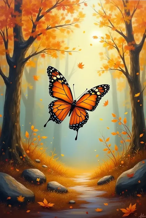 butterfly、autumn、Impressionism