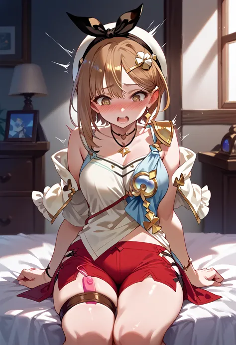 masterpiece, high definition , best quality,8k
( atelier ryza ,detailed eyes and lips)
orgasm, embarrassed ,sit
(body shaking, m...