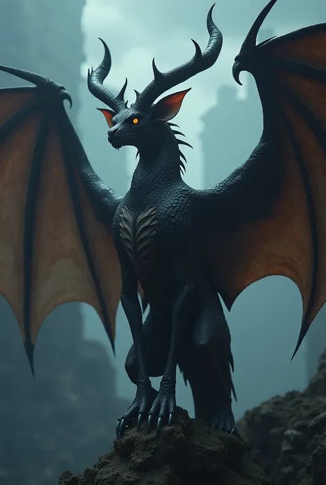 Bat whit horns like a dragon