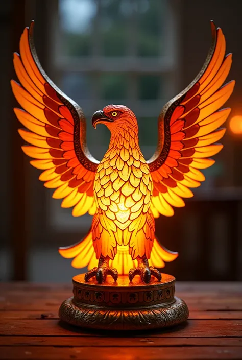 Create a lantern with an eagle color of maroon and yellow