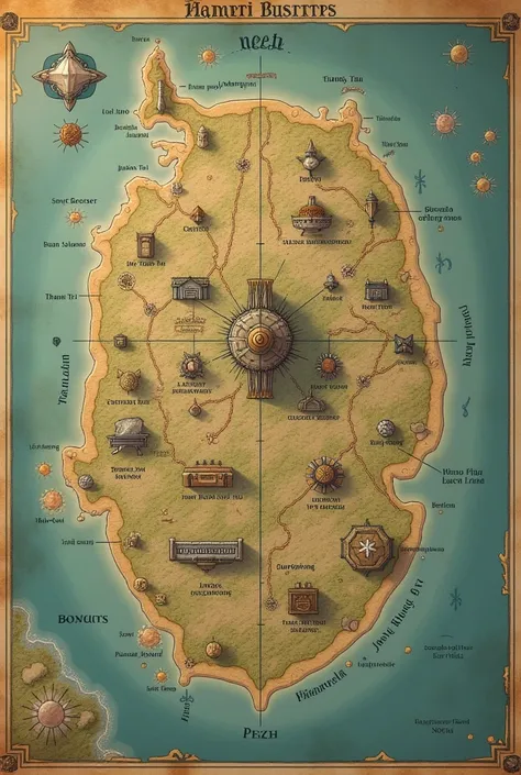 draw a map of Javati Island, parchment style: it is an island, oval in shape and at the end of the map is a peninsula of SILENCE jutting out, making the whole island look like a spaceship. Separating the peninsula and the island is the Javati barrier. The ...