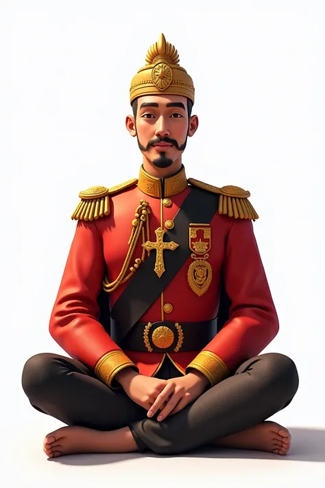  image of prince Diponegoro sitting down,animated image with transparent baground  