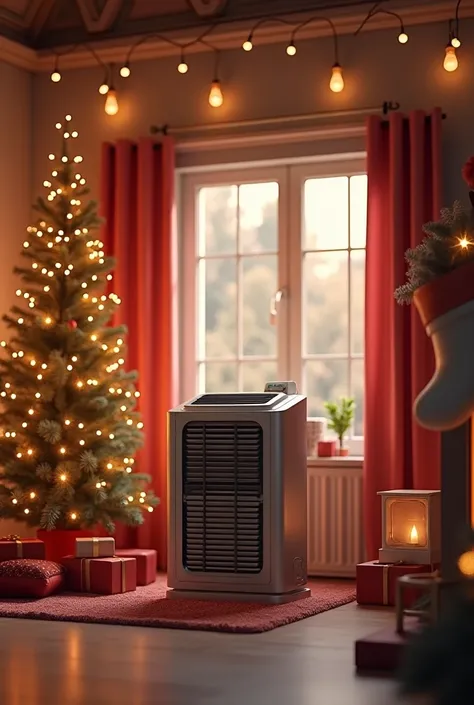 I want a Christmas background  with Air conditioner 