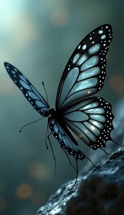 Black transparent wings butterfly looks like dimond