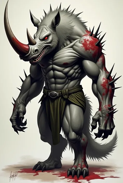 
1. Rhino wolf

The description of the figure : , a creature with a strong and huge body like a rhino, covered with gray fur torn with prominent wolf fangs, and a massive head with one long, sharp horn stained with blood.  is characterized by red eyes and ...