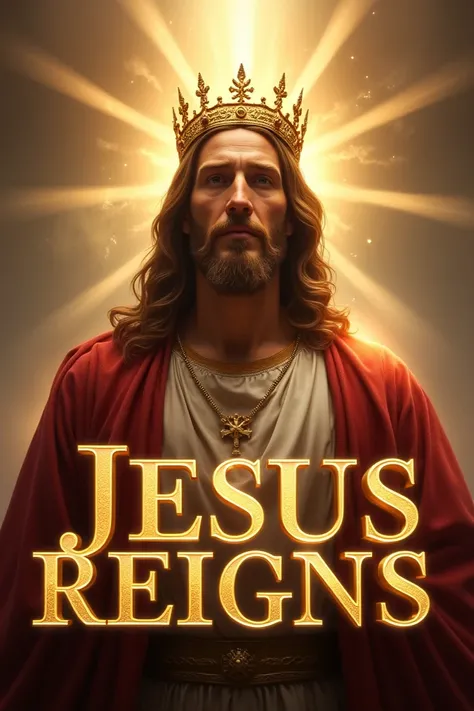 Word inf Gold Font: Jesus Reigns with crown
