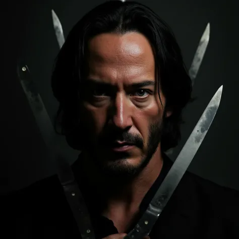 A portrait of [Keanu Reeves], 50mm, surrounded with knives,
cinematic, masterpiece, 8k, ultra - realistic, ultra HD