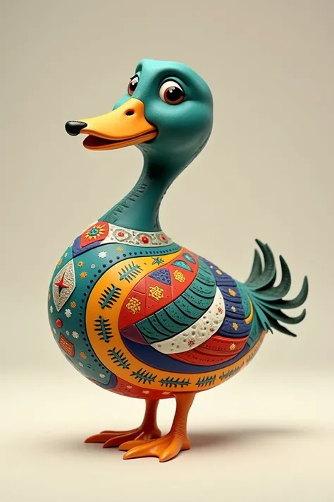 3d cartoon, Full Body Palestinian Pictorial Duck, facing sideways