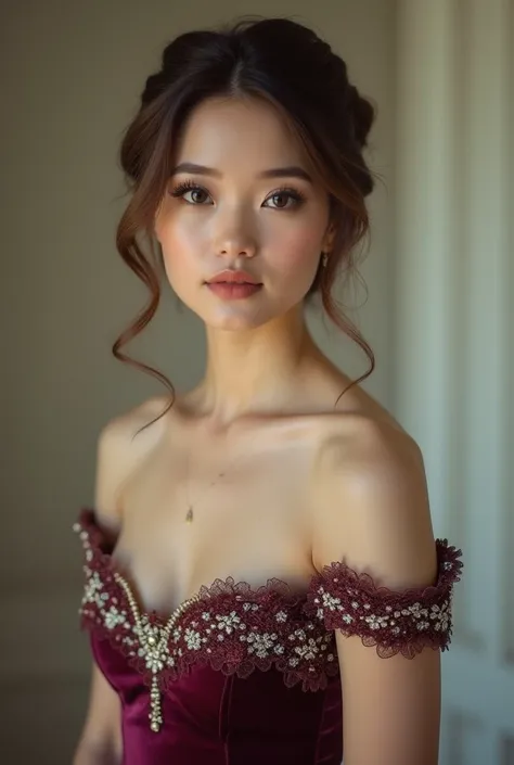 a picture of a beautiful girl in a formal look getup