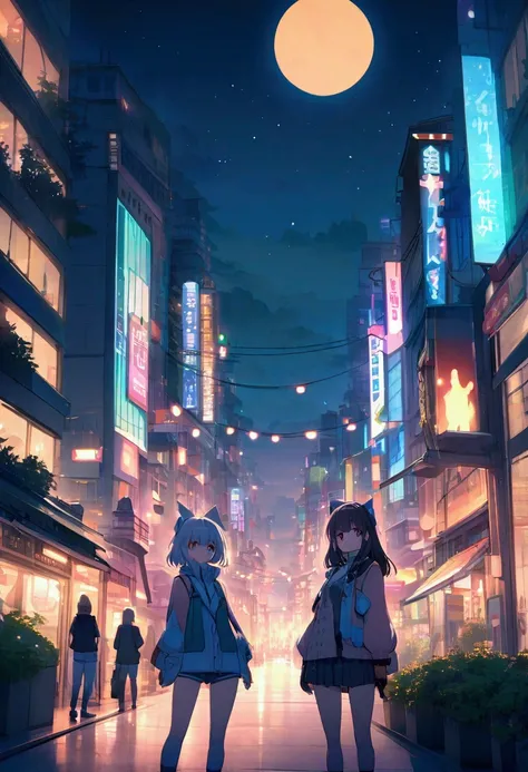 Anime advanced city, night time