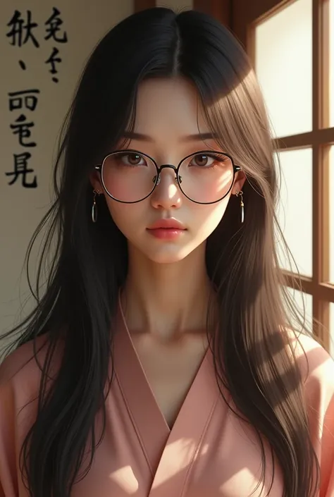  Women ,Chinese girl,white,Full body,Long hair,Straight hair,Brown hair,Japan, Realistic ,Wear glasses,Like a real person.,Chinese 