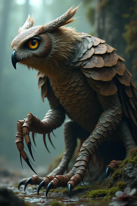 Owl-Centipede Hybrid: An owl with a segmented body and hundreds of clawed legs.