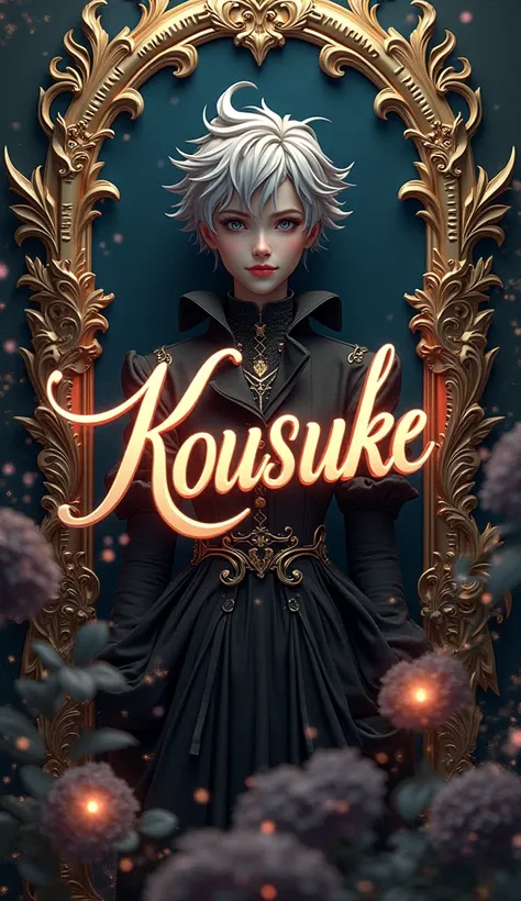 Write the character kousuke in cursive with a three-dimensional, fantastic, and luxurious feel