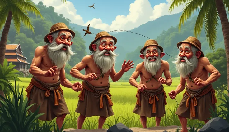 Javanese people in ancient times, old men, funny characters