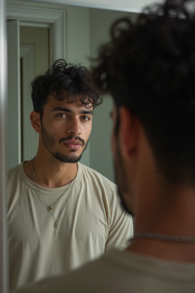 Hispanic male, back of head, Mirror selfie