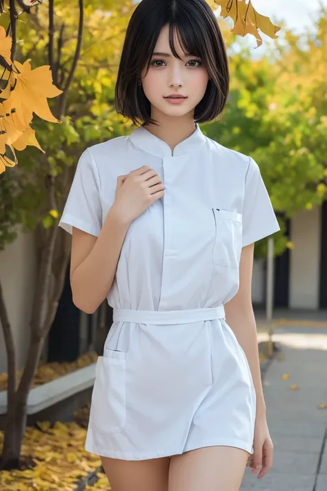  1 girl,(Wearing white nurse clothes:1.2),( RAW photo,  best quality)、 on all fours、Put your ass in front of the camera、(Realistic, photo-Realistic:1.4), masterpiece,  so delicate and beautiful,  Very detailed, 2k wallpaper,  amazing, finely,  Very detaile...