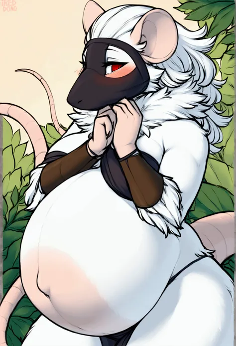 top quality, best quality, Iriedono, High-quality illustrations, masterpiece, uploaded on furaffinity), (kemono, furry anthro), very beautiful and detailed body face and eyes, round, 1 female, rat, Ink Eyes, slightly chubby, mature face, furs, fluffy, rat ...