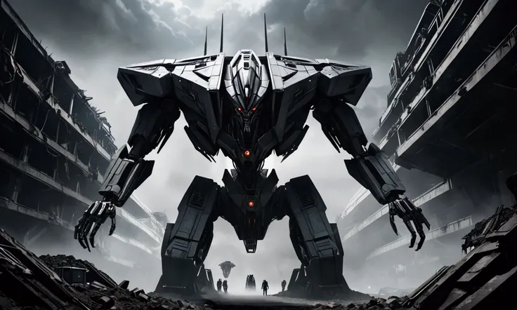 A terrifying invasion of the Decepticons from their Lunar base, evil robots with sharp technological structures, dark lighting, photorealistic, cinematic, detailed, dramatic, apocalyptic, science fiction, intricate machinery, ominous atmosphere, epic scale...