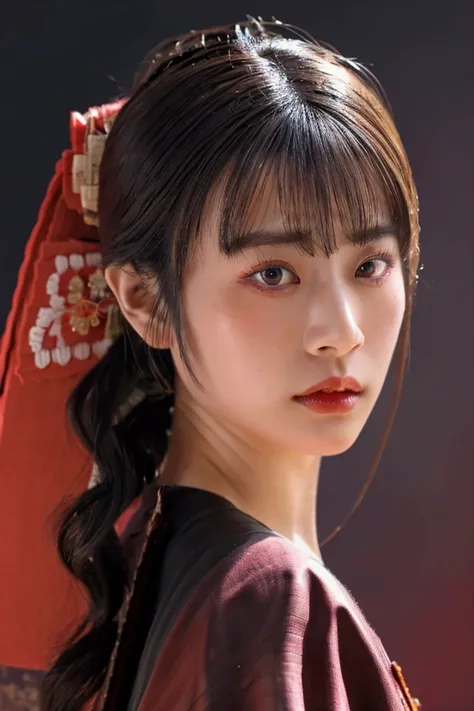 ((( best quality))) 、 (photograph)、 Details、8k、, a beautiful woman 、((samurai))Resplendent traditional Japanese armor、 Japanese((whole body))18 years old、 off-shoulder 、 Japanese Knife 、 frontal view 、 Looking at the Camera 、 Japanese Knife を構えている、Sengoku ...